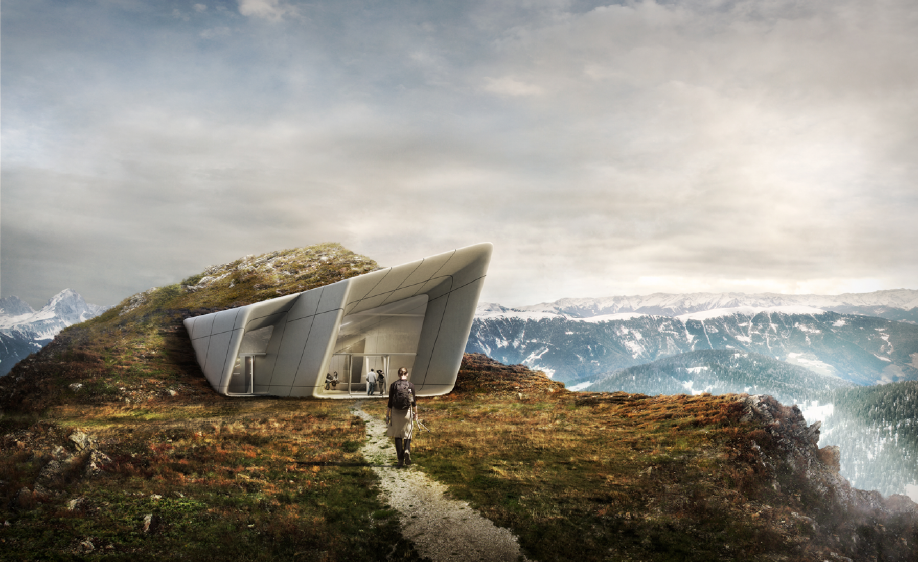 Musée de la Montagne Messner Corones, dans la montagne Kronplatz (Italie). Oeuvre de Zaha Hadid.