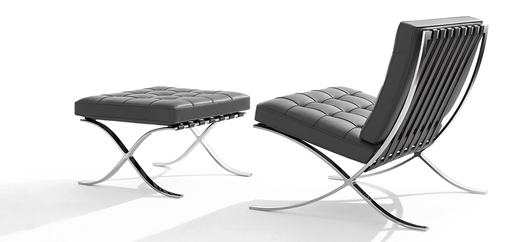 Chaise Barcelone, conception de meubles du Bauhaus