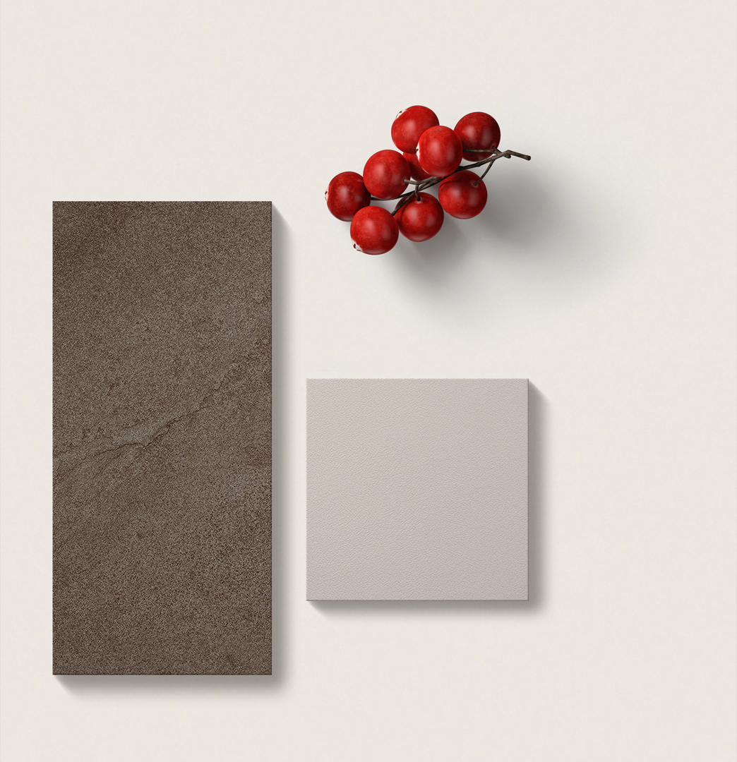 Warm Minimal – Detalle de materiales y textura Warm Minimal detalle: close-up de materiales suaves y tonos cálidos contemporáneos