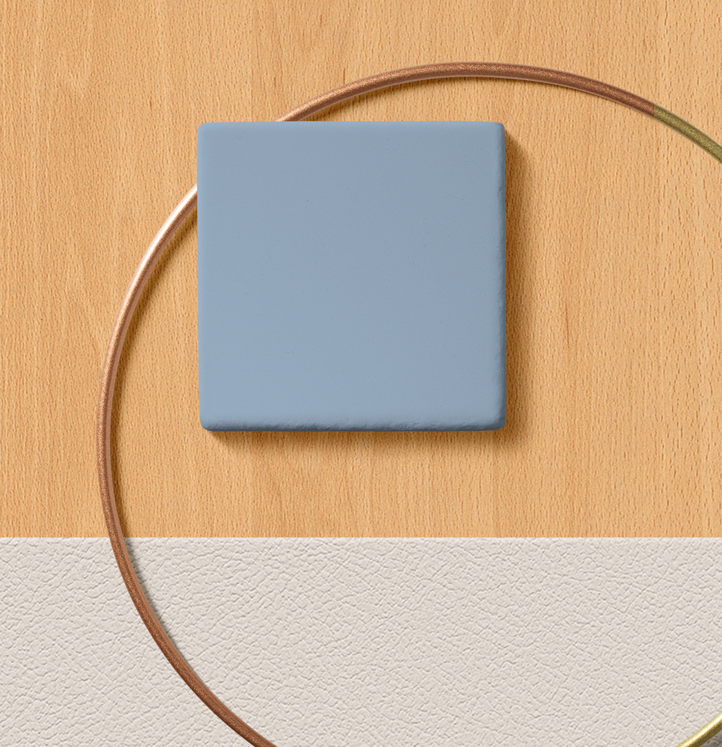 Mediterranean Calm – Detalle de materiales y texturas Detalle del moodboard Mediterranean Calm mostrando texturas y materiales luminosos como Atacama Beige y Azul Capri