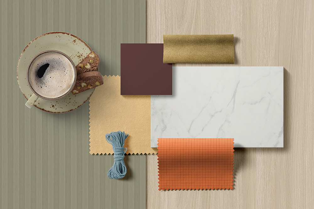 Moodboard Urban Warmth: materiales cálidos, texturas suaves y líneas contemporáneas en entornos urbanos