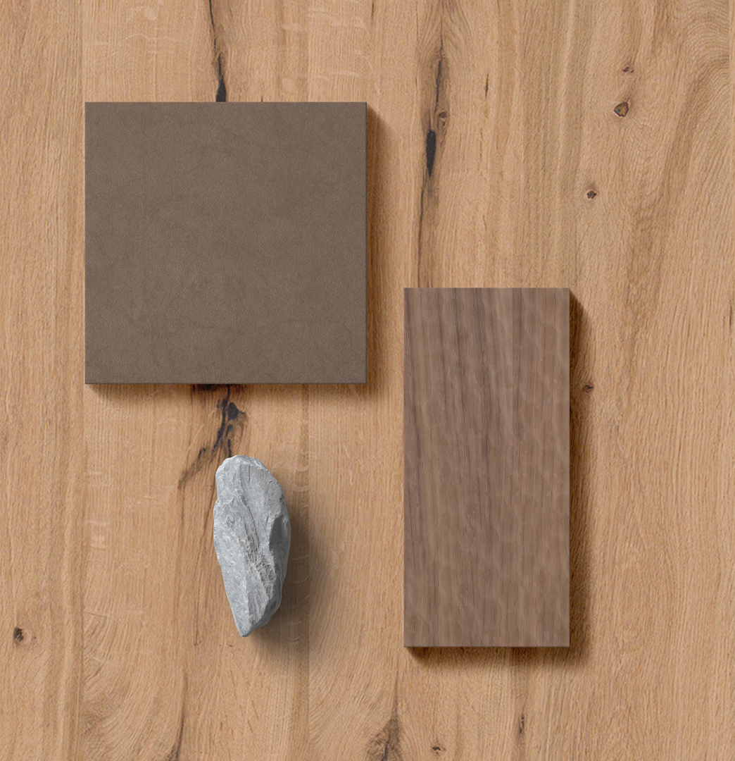 Earth & Craft detalle: close-up de materiales y texturas que refuerzan la autenticidad y confort de los espacios