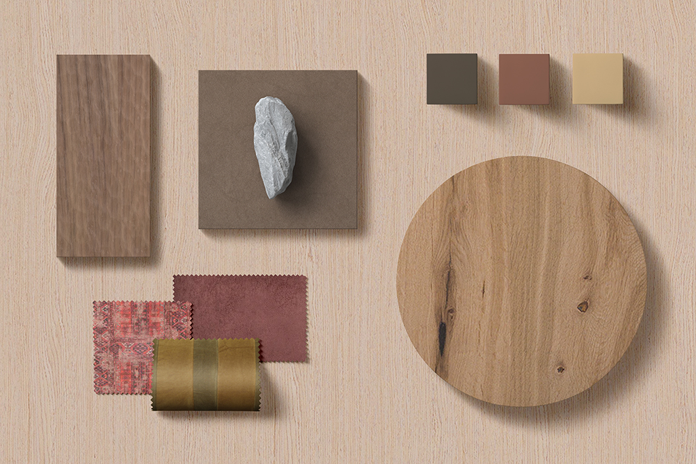Moodboard Earth & Craft: materiales cálidos, texturas naturales y superficies auténticas que transmiten cercanía y durabilidad